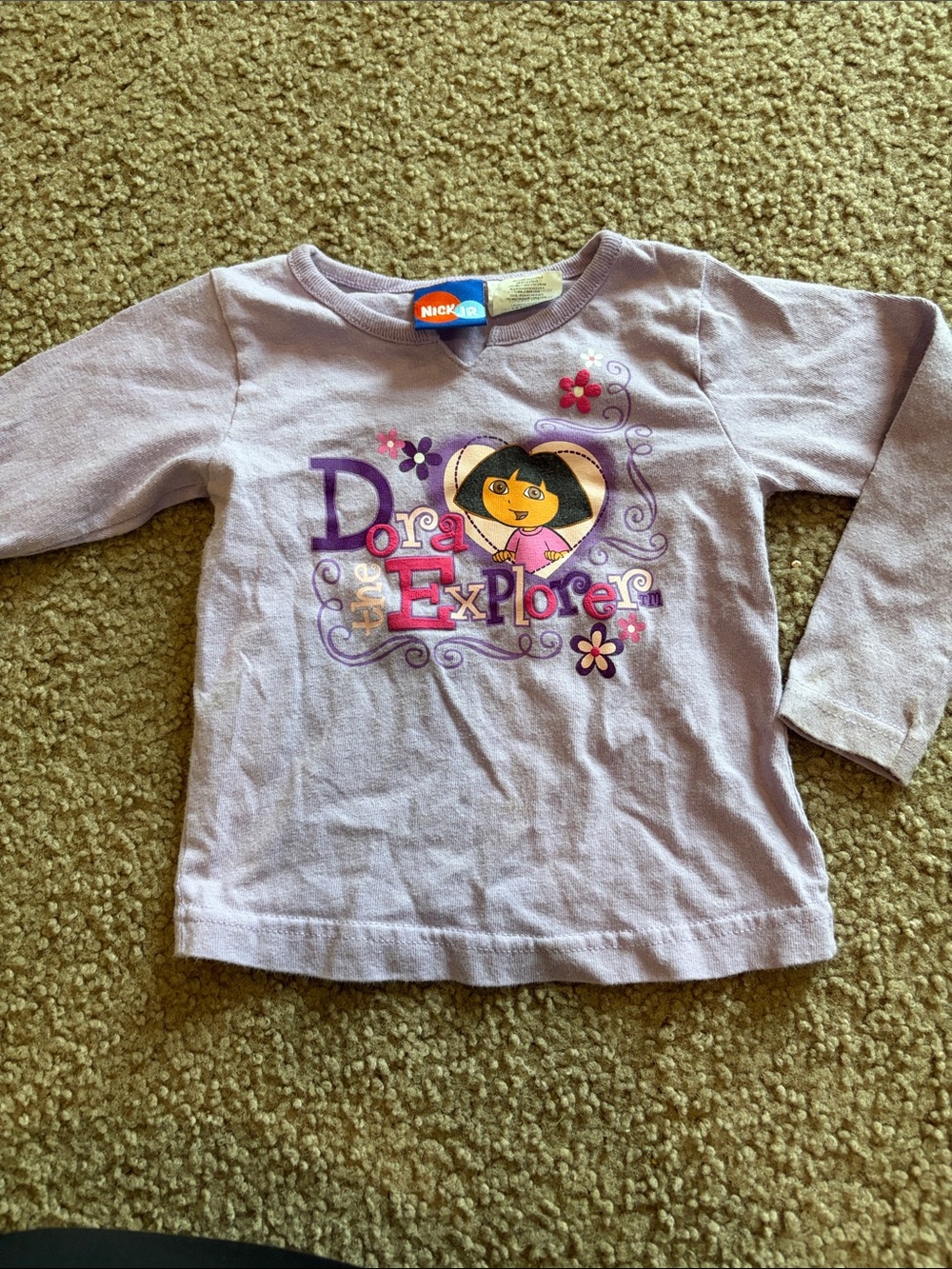 B15 3t (fits like 2t) Y2K Dora the Explorer Lilac Girls' Long Sleeve Top PLAY